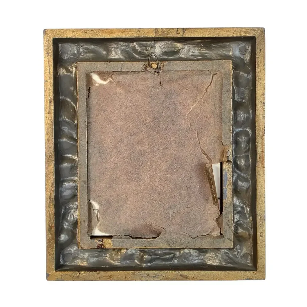 Vintage Courting Couple Miniature Portrait Plaque Ornate Frame Made in USA